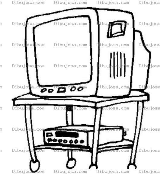 Dibujo para colorear Televisor Y Reproductor De Dvd Dibujo De Television Con Videocasetera Vhs Blueray Para Pintar Y Colorear