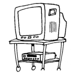 Dibujo para colorear Televisor Y Reproductor De Dvd Dibujo De Television Con Videocasetera Vhs Blueray Para Pintar Y Colorear