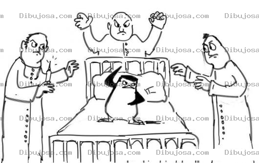 Dibujo para colorear Hospital De Animales Dibujo De Un Pinguino En Una Cama De Hospital Evitando Ser Inyectado Para Pintar Y Colorear