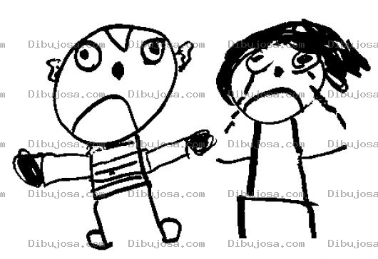 Dibujo para colorear Pelea De Ninos Dibujo De Hermanitos Peleando Para Pintar Y Colorear