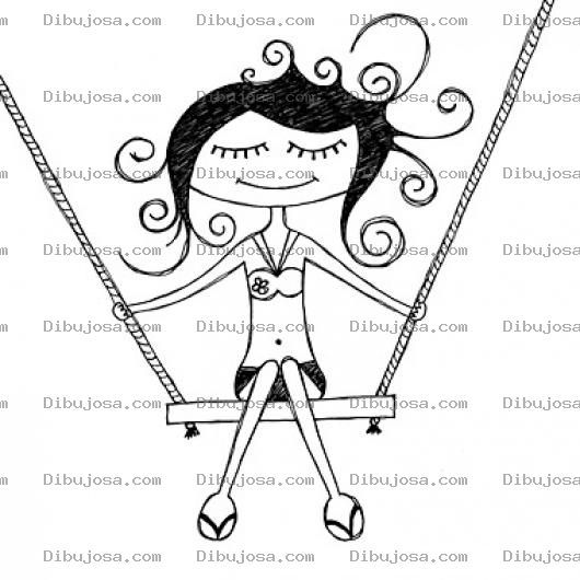 Dibujo para colorear Dibujo De Chica En Columpio Para Pintar Y Colorear Nina Columpiandose