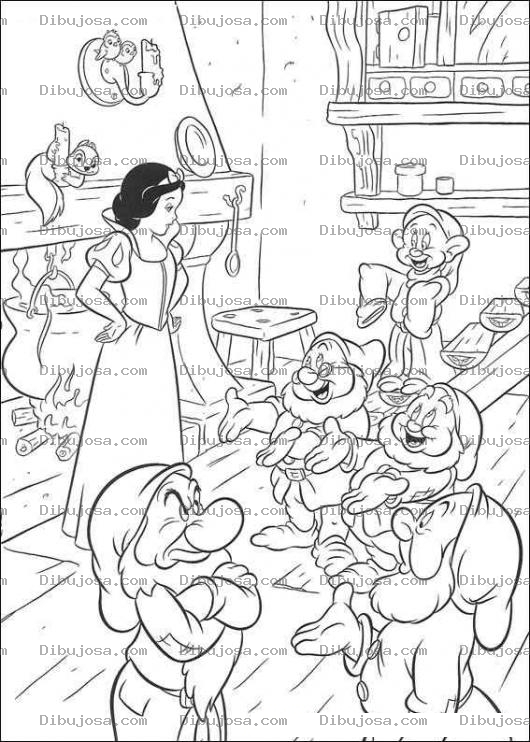 Dibujo para colorear Blancanieves y los enanos