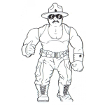 Dibujo para colorear Dibujo De Policia Guardabosques Para Pintar Y Colorear Policia Musculoso Con Lentes De Sol