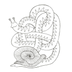 Dibujo para colorear Caracol Con Cuello De Serpiente Para Pintar Y Colorear