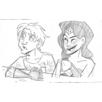 Dibujo para colorear Dibujo De Acuaman Con La Mujer Maravilla En Un Bar Para Pintar Y Colorear