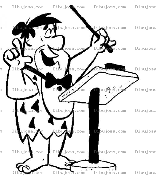 Dibujo para colorear Dibujo De Pedro Picapiedra Como Maestro De Orquesta Para Pintar Y Colorear