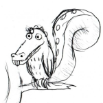 Dibujo para colorear Dibujo De Ardilla Dientuda Para Pintar Y Colorear Ardilla Sobre Una Rama