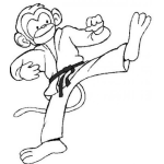 Dibujo para colorear Dibujo De Mono Karateca Para Pintar Y Colorear