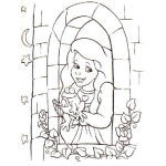 Dibujo para colorear Dibujo De Princesa En Balcon Con Una Rana Para Pintar Y Colorear