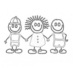 Dibujo para colorear Dibujo De 3 Ninos Amigos Tomados De Las Manos Para Pintar Y Colorear