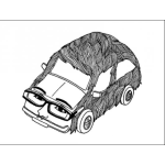 Dibujo para colorear Cara De Carro Para Pintar Y Colorear Una Cabeza Peluda Con Forma De Carro