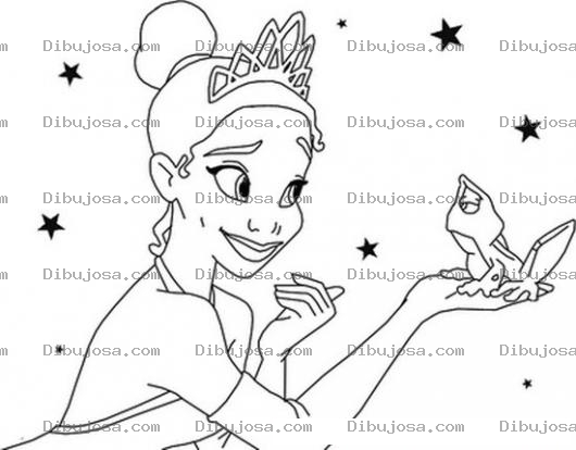 Dibujo para colorear Princesa Con Rana Para Pintar Y Colorear
