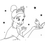 Dibujo para colorear Princesa Con Rana Para Pintar Y Colorear