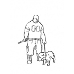 Dibujo para colorear Dibujo De Hombre Con Perro Para Pintar Y Colorear
