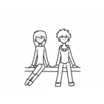 Dibujo para colorear Dibujo De Un Chico Y Una Chica Sentados En Una Banca Para Pintar Y Colorear