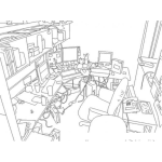 Dibujo para colorear Dibujo De Oficina Desordenada Para Pintar Y Colorear