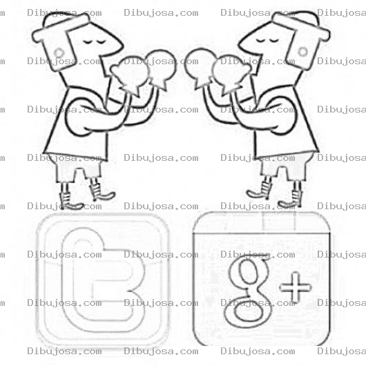 Dibujo para colorear Dibujo De La Pelea Entre Twitter Y Google Para Pintar Y Colorear