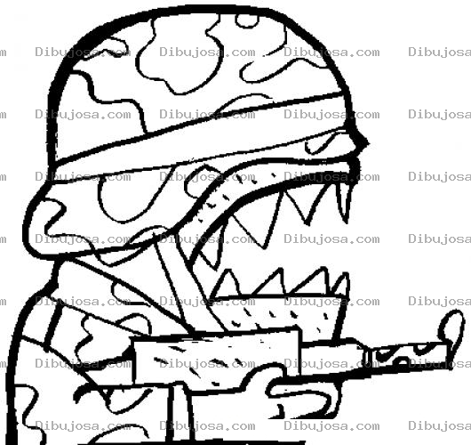 Dibujo para colorear Dibujo De Soldado Rabioso Para Pintar Y Colorear