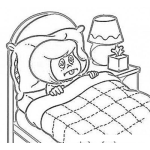Dibujo para colorear Dibujo De Chica Enfermita En Cama Para Pintar Y Colorear