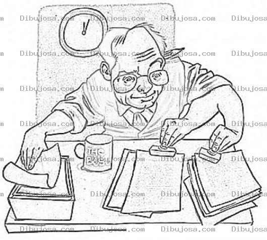 Dibujo para colorear Dibujo De Empleado Diligente Para Pintar Y Colorear Hombre Trabajador Eficaz Oficinista Con Tres Manos