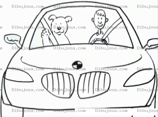 Dibujo para colorear Dibujo De Perro Con Cinturon De Seguridad En Un Bmw Para Pintar Y Colorear