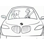 Dibujo para colorear Dibujo De Perro Con Cinturon De Seguridad En Un Bmw Para Pintar Y Colorear