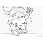 Dibujo para colorear Feliz Dia De La Madre Para Pintar Y Colorear Dibujo De Un Nino Regalando Una Flor A Su Mama