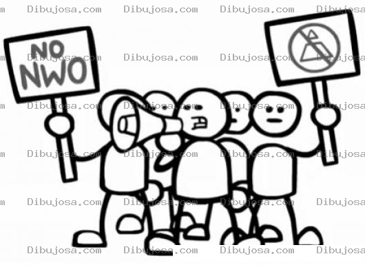 Dibujo para colorear Dibujo De Manifestacion Para Pintar Y Colorear Manifestantes Del Sindicato Haciendo Huelga Y Recalamando Derechos