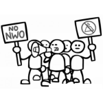 Dibujo para colorear Dibujo De Manifestacion Para Pintar Y Colorear Manifestantes Del Sindicato Haciendo Huelga Y Recalamando Derechos
