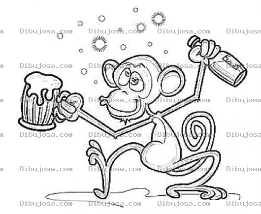 Dibujo para colorear Dibujo De Mono Borracho Para Pintar Y Colorear Mico Ebrio