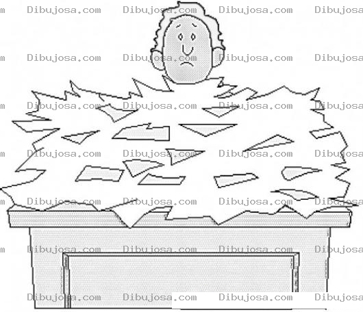 Dibujo para colorear Dibujo De Escritorio Desordenado Lleno De Papeles Para Pintar Y Colorear Montana De Papeles