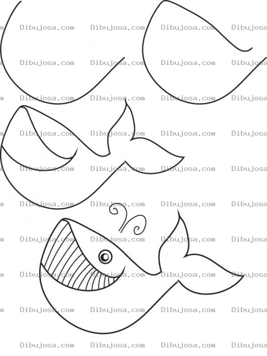 Dibujo para colorear Como Dibujar Un Ballena Paso A Paso