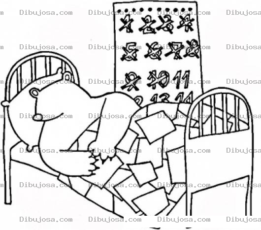 Dibujo para colorear Dibujo De Oso Durmiendo En Cama Para Pintar Y Colorear Oso Hibernador