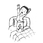 Dibujo para colorear Dibujo De Nino Despertando De Su Cama Para Pintar Y Colorear