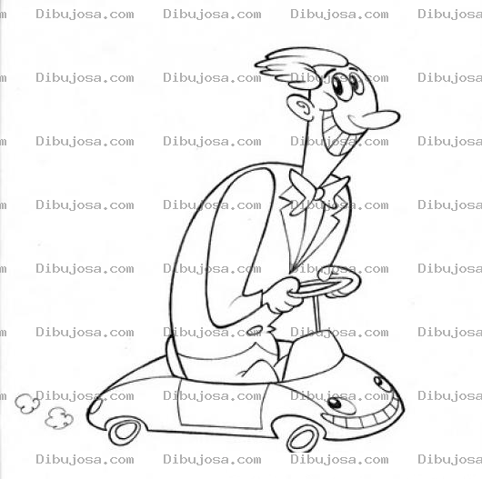 Dibujo para colorear Dibujo De Hombre Grande En Carro Chiquito Para Pintar Y Colorear