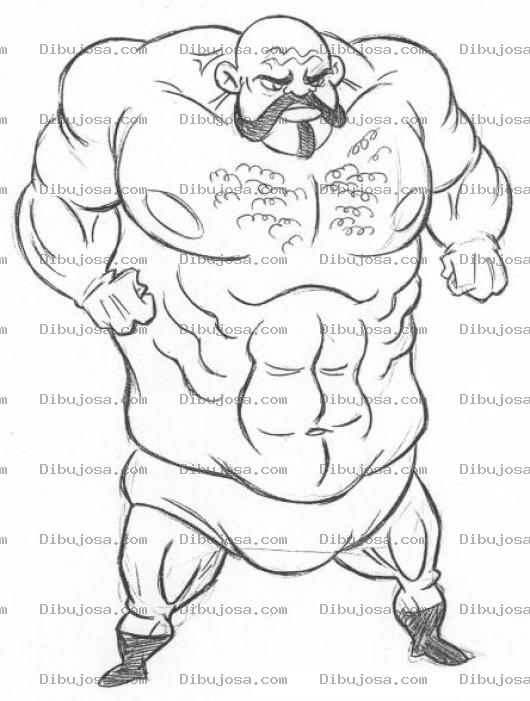 Dibujo para colorear Dibujo De Viejo Gordo Musculoso Para Pintar Y Colorear