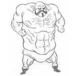 Dibujo para colorear Dibujo De Viejo Gordo Musculoso Para Pintar Y Colorear
