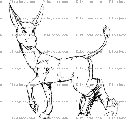 Dibujo para colorear Dibujo De Burro Con Pantalones Para Pintar Y Colorear