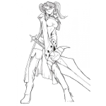 Dibujo para colorear Dibujo De Chica Con Espada Grande Para Pintar Y Colorear