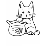Dibujo para colorear Dibujo De Gatito Hambriento Y Tentado Para Pintar Y Colorear