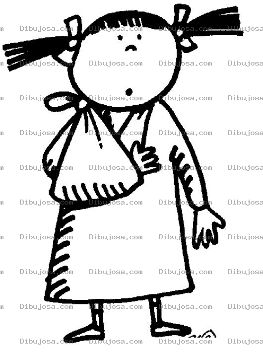 Dibujo para colorear Dibujo De Nena Con Cabestrillo Para Pintar Y Colorear