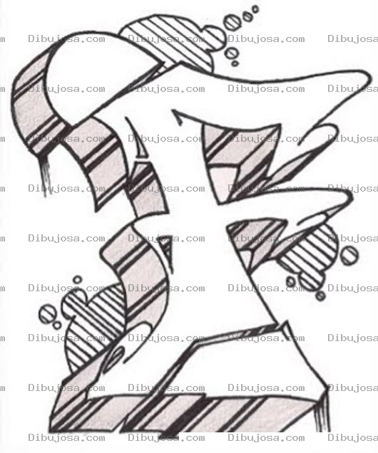 Dibujo para colorear Efe De Cholo Para Pintar Y Colorear La Letra F En Grafiti