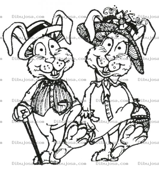Dibujo para colorear Esposos Conejos Para Pintar Y Colorear A Don Conejo Y Dona Conejo