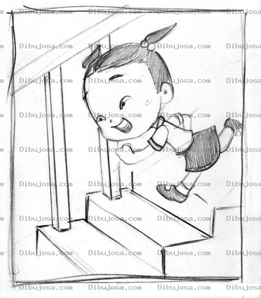 Dibujo para colorear Dibujo De Nina Bajando Gradas Para Pintar Y Colorear