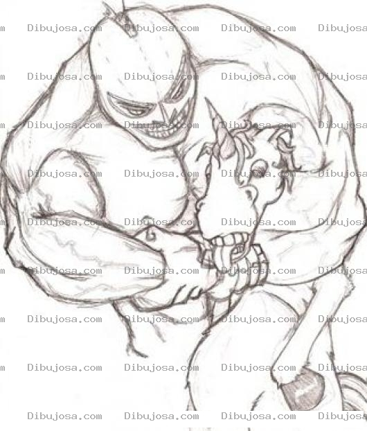 Dibujo para colorear Dibujo De Monstruo Ahorcando A Un Unicornio Para Pintar Y Colorear