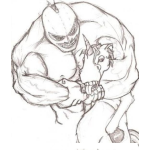 Dibujo para colorear Dibujo De Monstruo Ahorcando A Un Unicornio Para Pintar Y Colorear