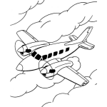 Dibujo para colorear Avion Volando En El Cielo Para Pintar Y Colorear Avioneta De Helices Sobre Las Nubes