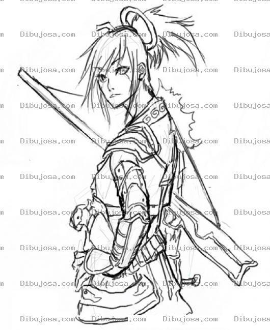 Dibujo para colorear Dibujo De Mujer Guerrera Para Pintar Y Colorear