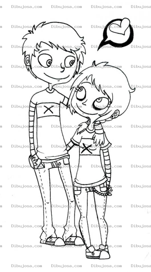Dibujo para colorear Parejita Enamorada Para Pintar Y Colorear