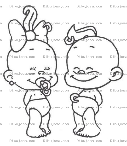 Dibujo para colorear Pareja De Bebes Para Pintar Y Colorear